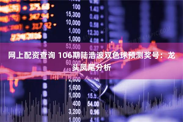 网上配资查询 106期陆浩波双色球预测奖号：龙头凤尾分析